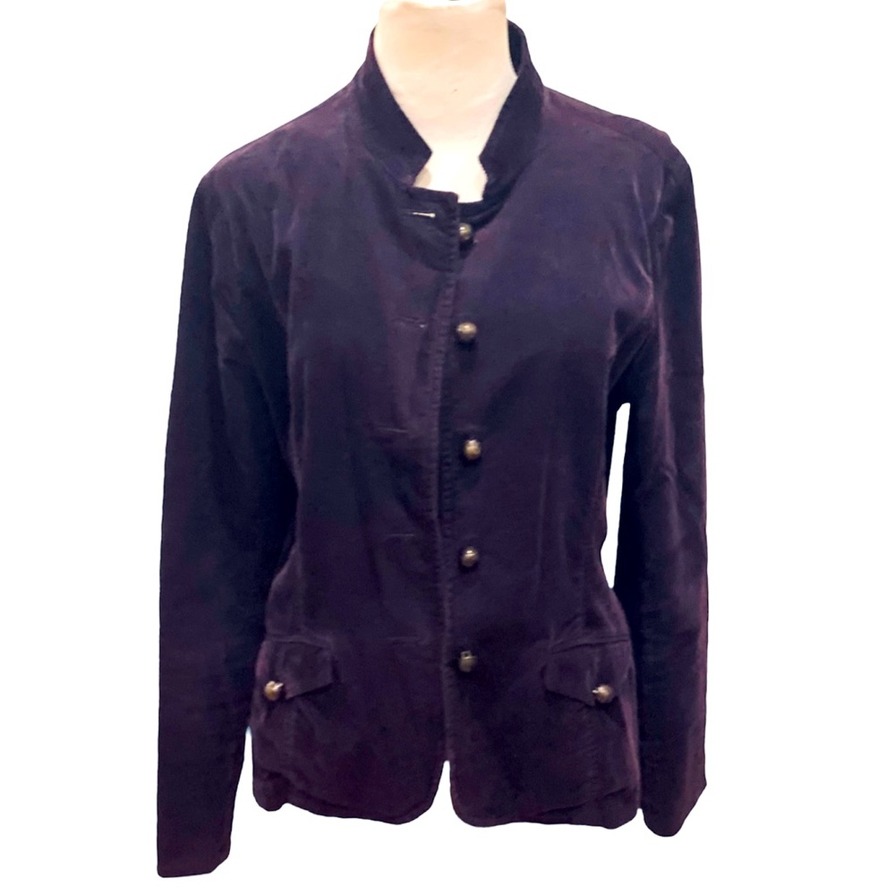 Coldwater Creek Purple Eggplant Corduroy Blazer Jacket Lightweight 14